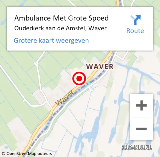Locatie op kaart van de 112 melding: Ambulance Met Grote Spoed Naar Ouderkerk aan de Amstel, Waver op 14 maart 2022 15:43