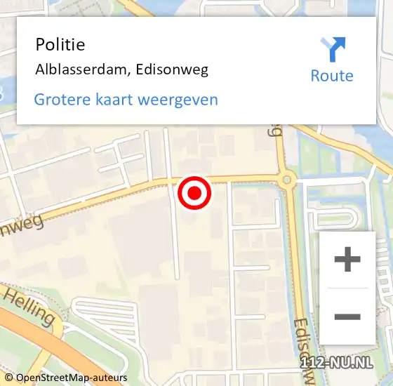 Locatie op kaart van de 112 melding: Politie Alblasserdam, Edisonweg op 14 maart 2022 15:50