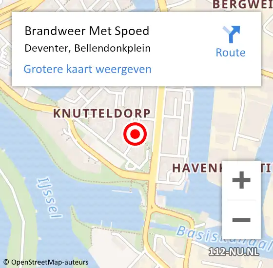 Locatie op kaart van de 112 melding: Brandweer Met Spoed Naar Deventer, Bellendonkplein op 14 maart 2022 15:52