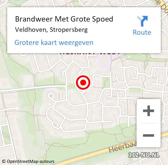 Locatie op kaart van de 112 melding: Brandweer Met Grote Spoed Naar Veldhoven, Stropersberg op 14 maart 2022 15:54