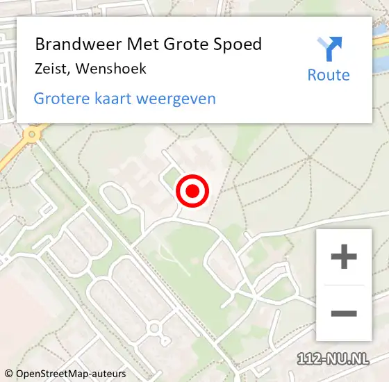 Locatie op kaart van de 112 melding: Brandweer Met Grote Spoed Naar Zeist, Wenshoek op 14 maart 2022 16:04