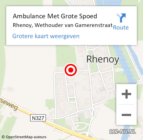 Locatie op kaart van de 112 melding: Ambulance Met Grote Spoed Naar Rhenoy, Wethouder van Gamerenstraat op 14 maart 2022 16:07