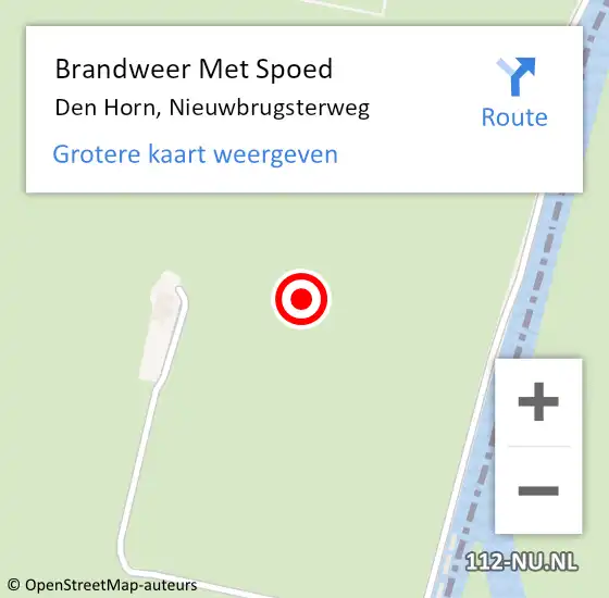 Locatie op kaart van de 112 melding: Brandweer Met Spoed Naar Den Horn, Nieuwbrugsterweg op 14 maart 2022 16:15