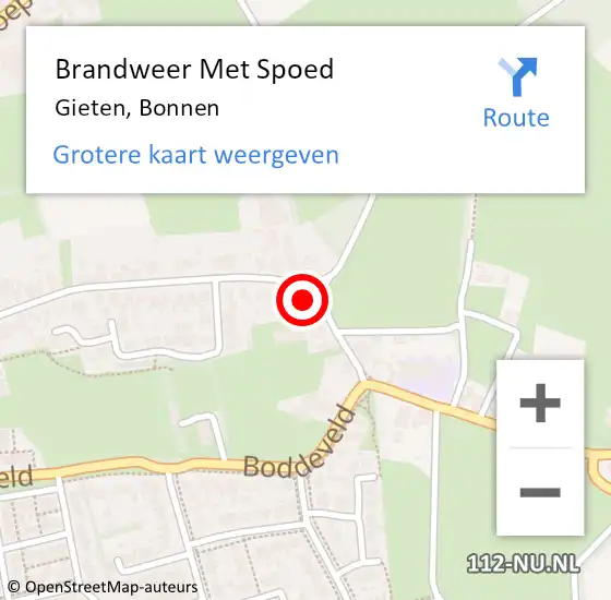 Locatie op kaart van de 112 melding: Brandweer Met Spoed Naar Gieten, Bonnen op 14 maart 2022 16:27