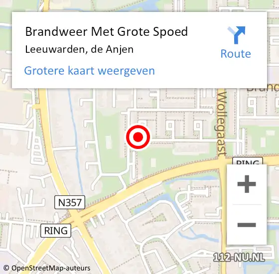 Locatie op kaart van de 112 melding: Brandweer Met Grote Spoed Naar Leeuwarden, de Anjen op 14 maart 2022 16:27