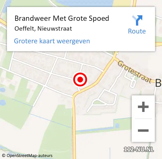 Locatie op kaart van de 112 melding: Brandweer Met Grote Spoed Naar Oeffelt, Nieuwstraat op 14 maart 2022 16:39