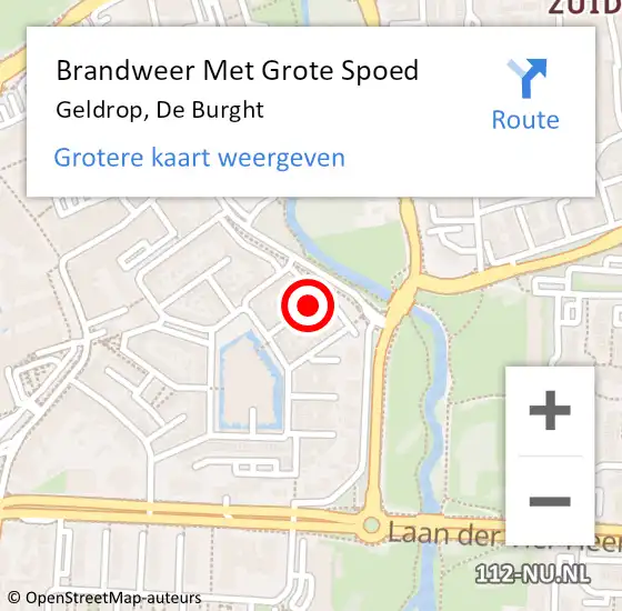 Locatie op kaart van de 112 melding: Brandweer Met Grote Spoed Naar Geldrop, De Burght op 14 maart 2022 16:40