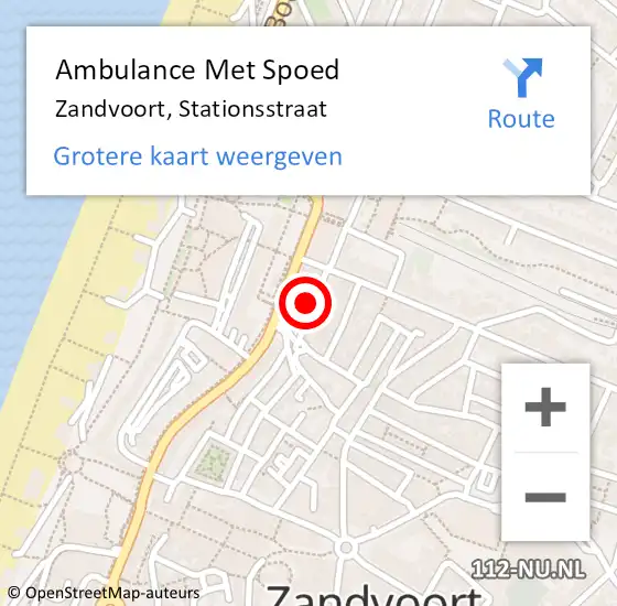 Locatie op kaart van de 112 melding: Ambulance Met Spoed Naar Zandvoort, Stationsstraat op 14 maart 2022 16:41