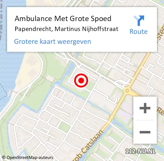 Locatie op kaart van de 112 melding: Ambulance Met Grote Spoed Naar Papendrecht, Martinus Nijhoffstraat op 14 maart 2022 16:52