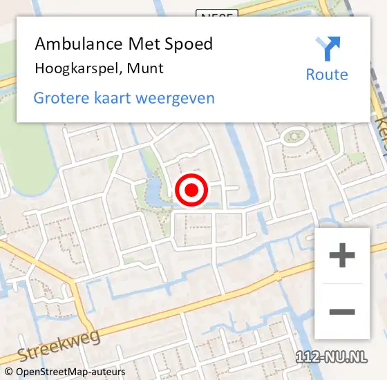 Locatie op kaart van de 112 melding: Ambulance Met Spoed Naar Hoogkarspel, Munt op 14 maart 2022 17:04