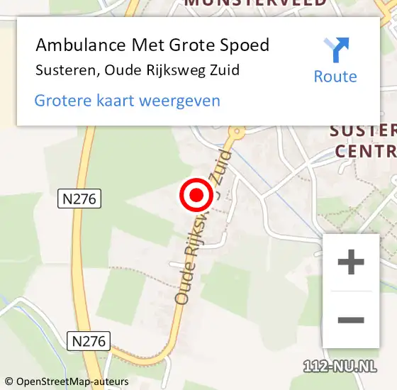 Locatie op kaart van de 112 melding: Ambulance Met Grote Spoed Naar Susteren, Oude Rijksweg Zuid op 14 maart 2022 17:05