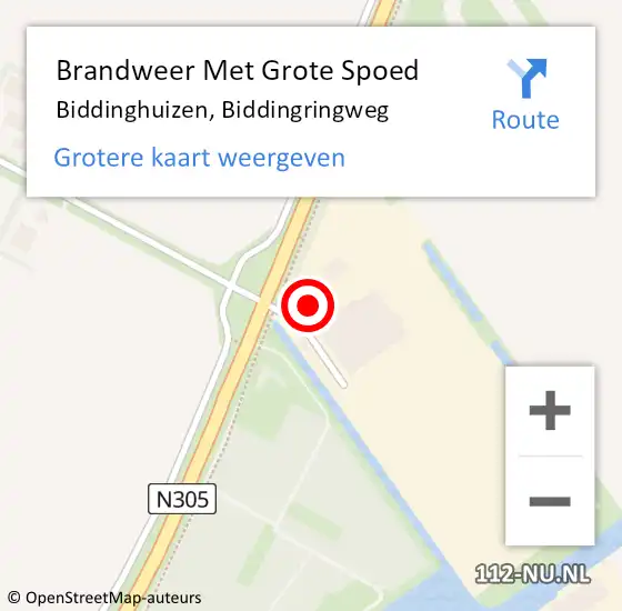 Locatie op kaart van de 112 melding: Brandweer Met Grote Spoed Naar Biddinghuizen, Biddingringweg op 14 maart 2022 17:06