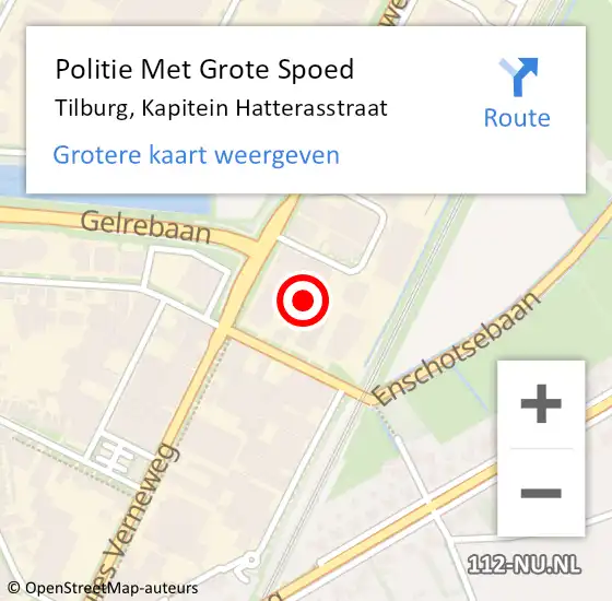 Locatie op kaart van de 112 melding: Politie Met Grote Spoed Naar Tilburg, Kapitein Hatterasstraat op 14 maart 2022 17:07