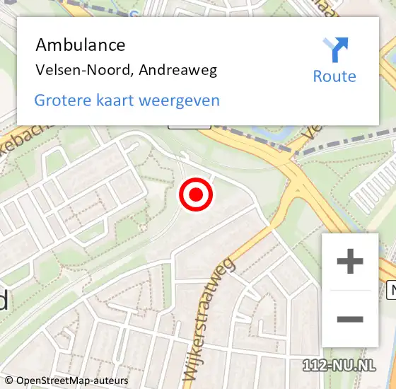 Locatie op kaart van de 112 melding: Ambulance Velsen-Noord, Andreaweg op 14 maart 2022 17:14