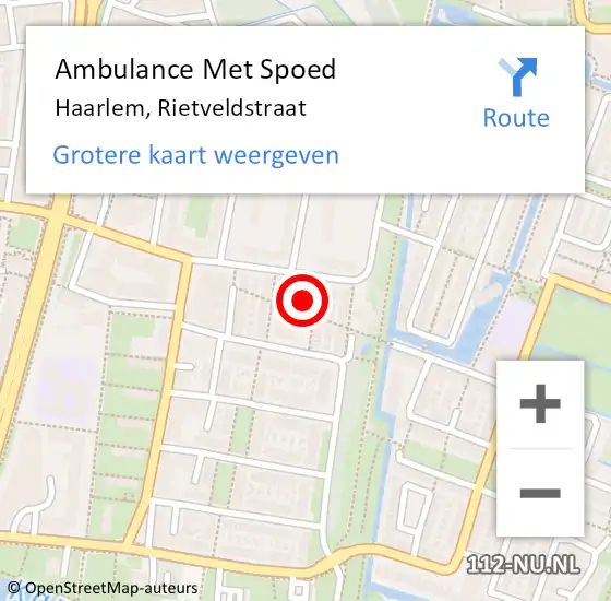 Locatie op kaart van de 112 melding: Ambulance Met Spoed Naar Haarlem, Rietveldstraat op 14 maart 2022 17:15