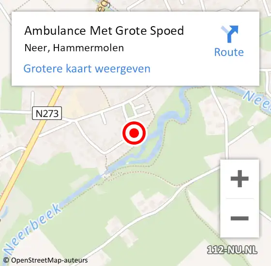 Locatie op kaart van de 112 melding: Ambulance Met Grote Spoed Naar Neer, Hammermolen op 14 maart 2022 17:16