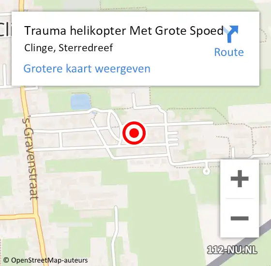 Locatie op kaart van de 112 melding: Trauma helikopter Met Grote Spoed Naar Clinge, Sterredreef op 14 maart 2022 17:24