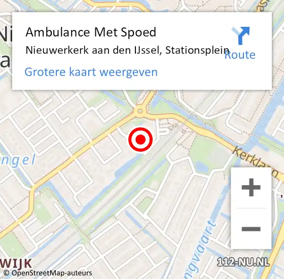 Locatie op kaart van de 112 melding: Ambulance Met Spoed Naar Nieuwerkerk aan den IJssel, Stationsplein op 14 maart 2022 17:37