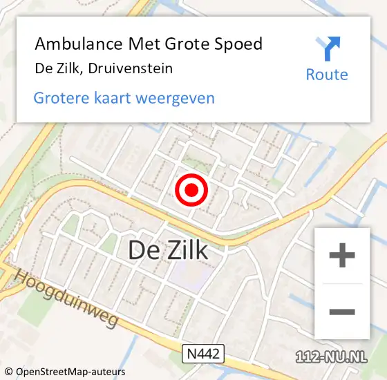 Locatie op kaart van de 112 melding: Ambulance Met Grote Spoed Naar De Zilk, Druivenstein op 14 maart 2022 17:49