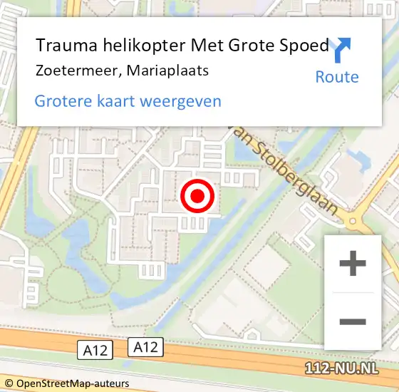 Locatie op kaart van de 112 melding: Trauma helikopter Met Grote Spoed Naar Zoetermeer, Mariaplaats op 14 maart 2022 17:56