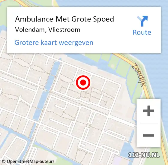 Locatie op kaart van de 112 melding: Ambulance Met Grote Spoed Naar Volendam, Vliestroom op 14 maart 2022 18:06