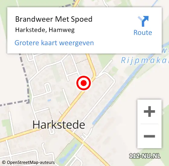 Locatie op kaart van de 112 melding: Brandweer Met Spoed Naar Harkstede, Hamweg op 14 maart 2022 18:07