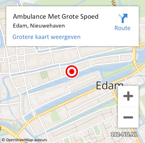 Locatie op kaart van de 112 melding: Ambulance Met Grote Spoed Naar Edam, Nieuwehaven op 14 maart 2022 18:31