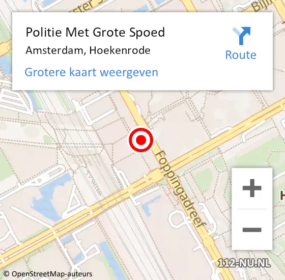 Locatie op kaart van de 112 melding: Politie Met Grote Spoed Naar Amsterdam-Zuidoost, Hoekenrode op 14 maart 2022 18:42