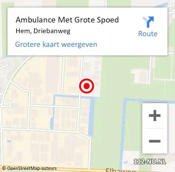 Locatie op kaart van de 112 melding: Ambulance Met Grote Spoed Naar Hem, Driebanweg op 14 maart 2022 18:56