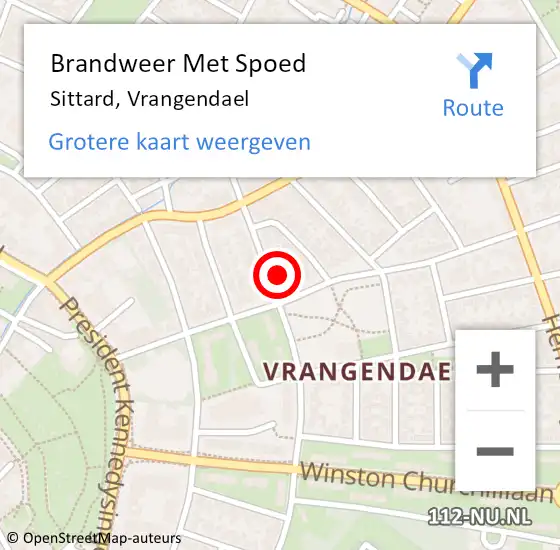 Locatie op kaart van de 112 melding: Brandweer Met Spoed Naar Sittard, Vrangendael op 14 maart 2022 19:15