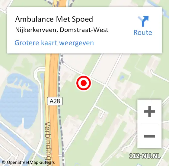 Locatie op kaart van de 112 melding: Ambulance Met Spoed Naar Nijkerkerveen, Domstraat-West op 14 maart 2022 19:16
