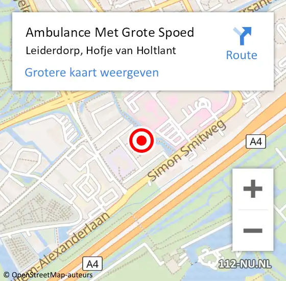 Locatie op kaart van de 112 melding: Ambulance Met Grote Spoed Naar Leiderdorp, Hofje van Holtlant op 14 maart 2022 19:20