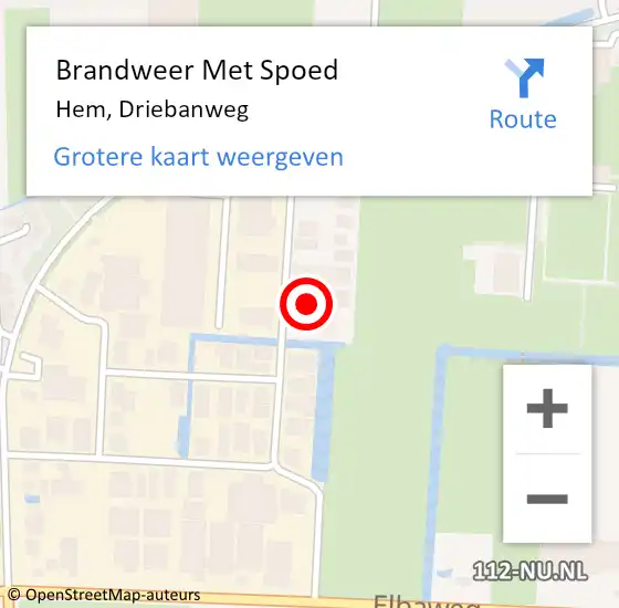 Locatie op kaart van de 112 melding: Brandweer Met Spoed Naar Hem, Driebanweg op 14 maart 2022 19:33