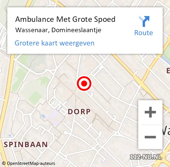 Locatie op kaart van de 112 melding: Ambulance Met Grote Spoed Naar Wassenaar, Domineeslaantje op 14 maart 2022 19:54