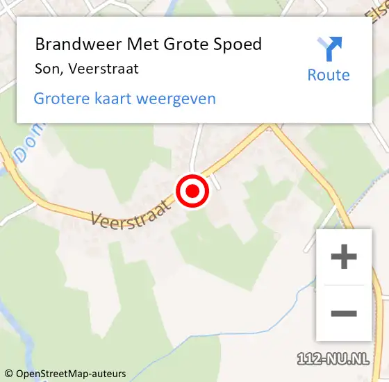 Locatie op kaart van de 112 melding: Brandweer Met Grote Spoed Naar Son, Veerstraat op 14 maart 2022 20:08