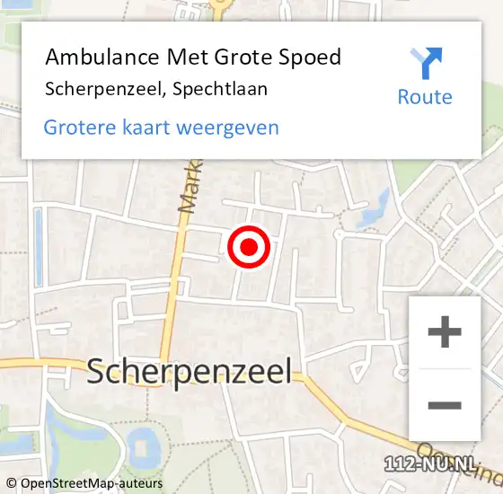 Locatie op kaart van de 112 melding: Ambulance Met Grote Spoed Naar Scherpenzeel, Spechtlaan op 14 maart 2022 20:11