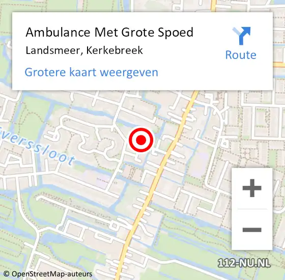 Locatie op kaart van de 112 melding: Ambulance Met Grote Spoed Naar Landsmeer, Kerkebreek op 14 maart 2022 20:21