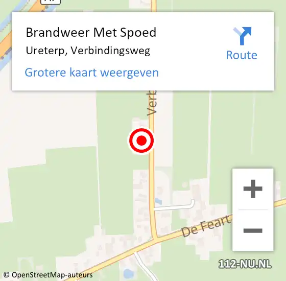 Locatie op kaart van de 112 melding: Brandweer Met Spoed Naar Ureterp, Verbindingsweg op 14 maart 2022 20:23