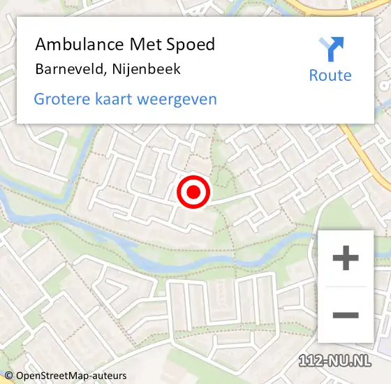 Locatie op kaart van de 112 melding: Ambulance Met Spoed Naar Barneveld, Nijenbeek op 14 maart 2022 20:28