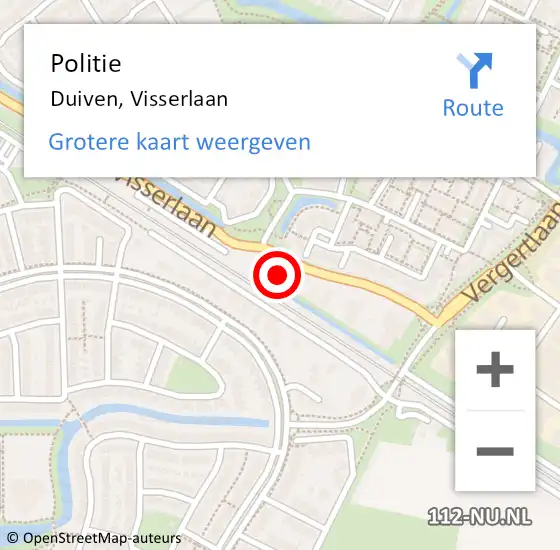 Locatie op kaart van de 112 melding: Politie Duiven, Visserlaan op 14 maart 2022 20:28