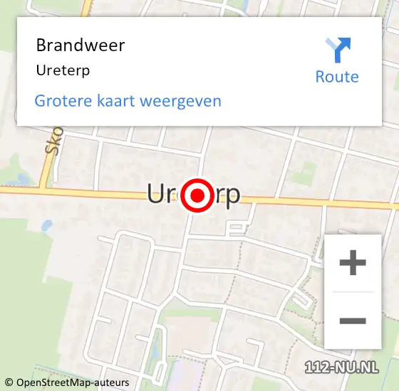 Locatie op kaart van de 112 melding: Brandweer Ureterp op 14 maart 2022 20:38