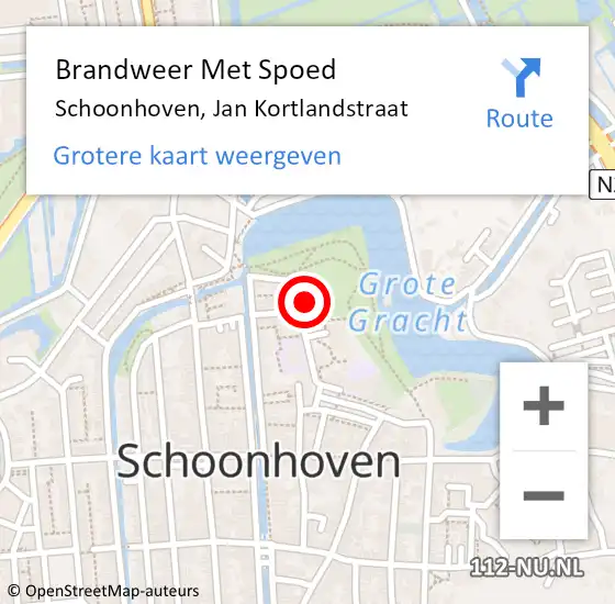 Locatie op kaart van de 112 melding: Brandweer Met Spoed Naar Schoonhoven, Jan Kortlandstraat op 14 maart 2022 20:41