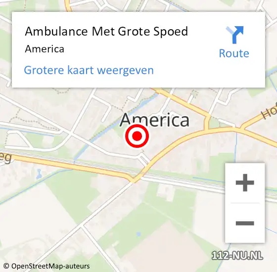 Locatie op kaart van de 112 melding: Ambulance Met Grote Spoed Naar America op 14 maart 2022 20:45