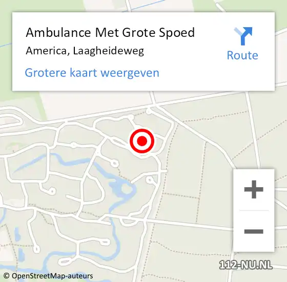 Locatie op kaart van de 112 melding: Ambulance Met Grote Spoed Naar America, Laagheideweg op 14 maart 2022 20:46