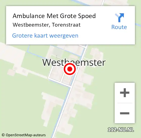 Locatie op kaart van de 112 melding: Ambulance Met Grote Spoed Naar Westbeemster, Torenstraat op 14 maart 2022 20:47