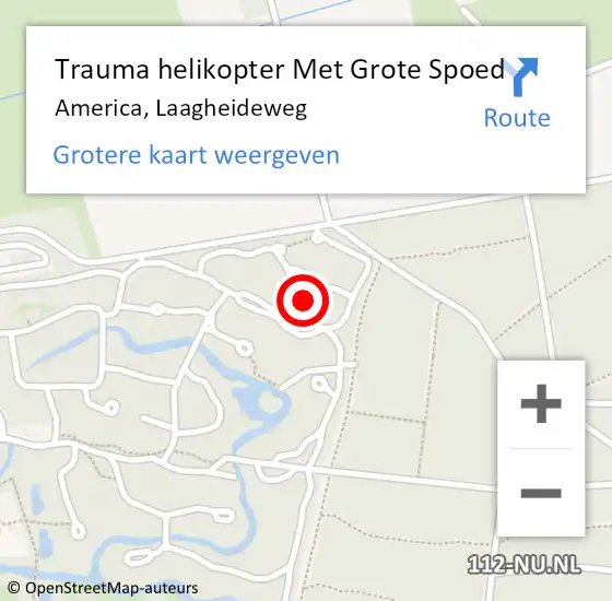 Locatie op kaart van de 112 melding: Trauma helikopter Met Grote Spoed Naar America, Laagheideweg op 14 maart 2022 20:47