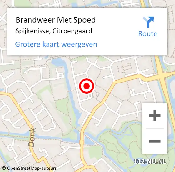 Locatie op kaart van de 112 melding: Brandweer Met Spoed Naar Spijkenisse, Citroengaard op 14 maart 2022 20:50