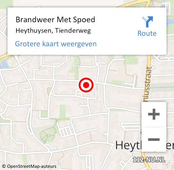 Locatie op kaart van de 112 melding: Brandweer Met Spoed Naar Heythuysen, Tienderweg op 14 maart 2022 20:57