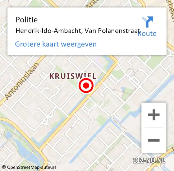 Locatie op kaart van de 112 melding: Politie Hendrik-Ido-Ambacht, Van Polanenstraat op 14 maart 2022 21:03