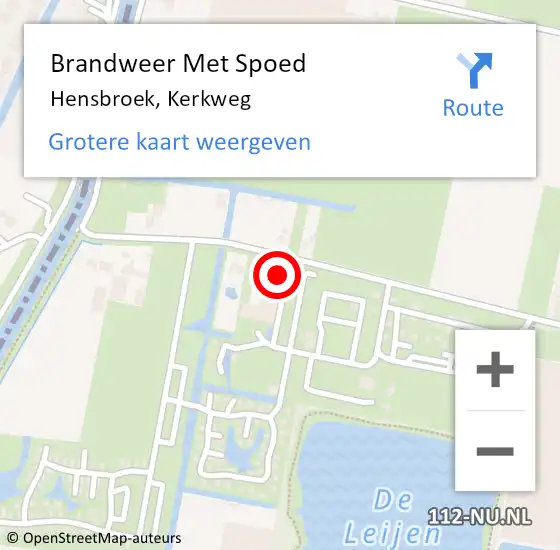 Locatie op kaart van de 112 melding: Brandweer Met Spoed Naar Hensbroek, Kerkweg op 11 juli 2014 05:10